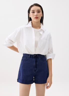 High Waist Denim A-line Shorts