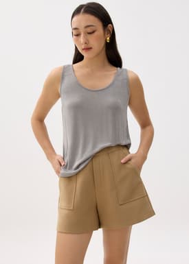 Elastic High Waist A-line Shorts