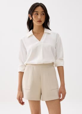 Elastic High Waist A-line Shorts