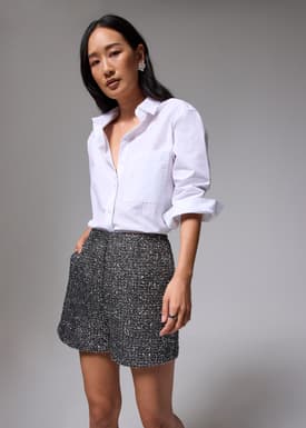 Metallic Tweed High Waist A-line Shorts