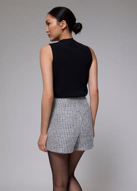 Metallic Tweed High Waist A-line Shorts