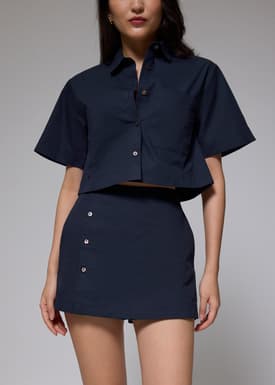 Cotton High Waist A-line Mini Skort
