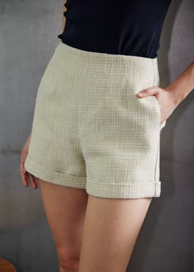 Tweed High Waist A-line Shorts