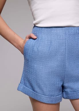 Tweed High Waist A-line Shorts