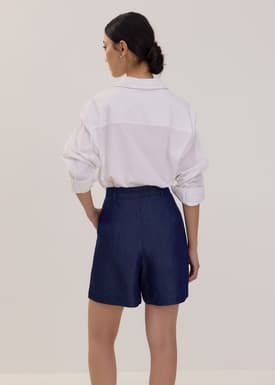 Chambray High Waist Shorts