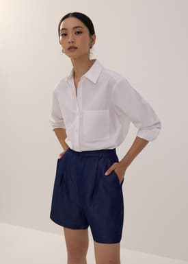 Chambray High Waist Shorts