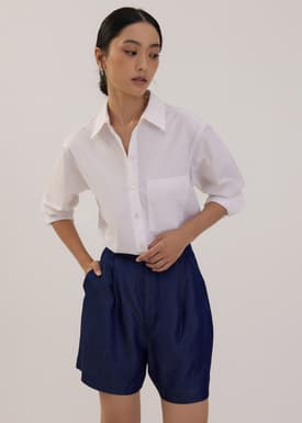 Chambray High Waist Shorts