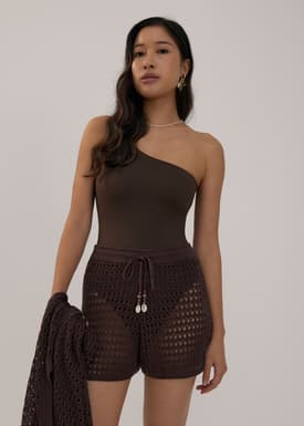Elastic Openwork Knit Shorts
