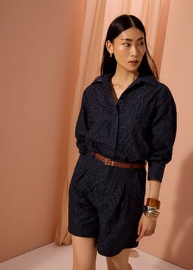 Tailored Bermuda Shorts in Soft Breeze Broderie