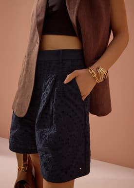 Tailored Bermuda Shorts in Soft Breeze Broderie