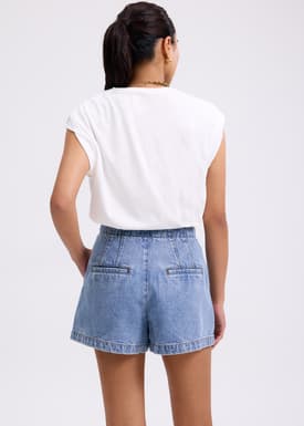 Denim Contrast Stitch A-line Shorts
