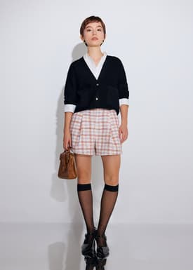Tweed High Waist A-Line Shorts