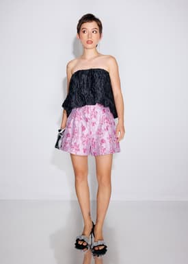Floral Jacquard High Waist Shorts