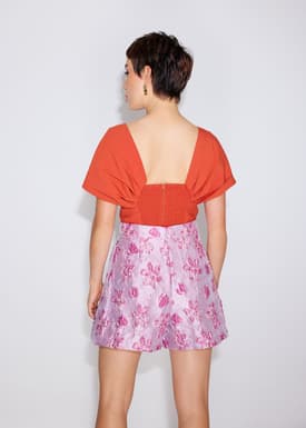 Floral Jacquard High Waist Shorts