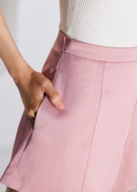 Taffeta High Waist A-Line Shorts