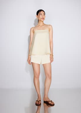 Taffeta High Waist A-Line Shorts