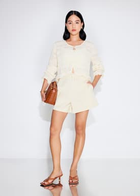 Taffeta High Waist A-Line Shorts