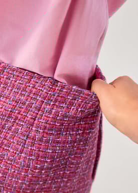 Tweed Frayed Hem A-line Mini Skirt