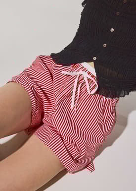 Striped Cotton A-line Shorts