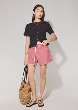 Striped Cotton A-line Shorts