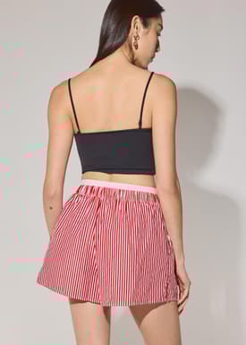 Striped Cotton A-line Shorts