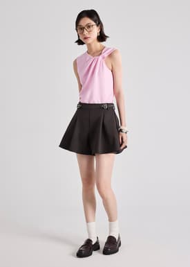 Buckle Belt Flare Shorts