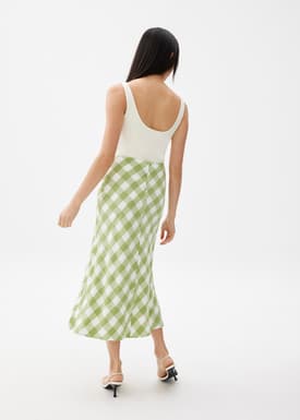 Gingham A-line Midaxi Skirt