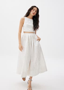 Elastic Jacquard Flare Midaxi Skirt