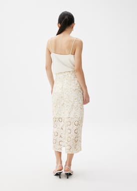 Floral Broderie Pencil Midaxi Skirt