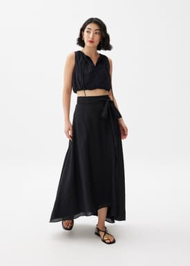 Tie Flare Maxi Skirt