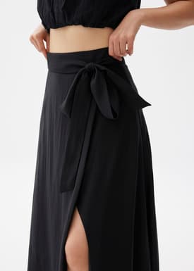 Tie Flare Maxi Skirt