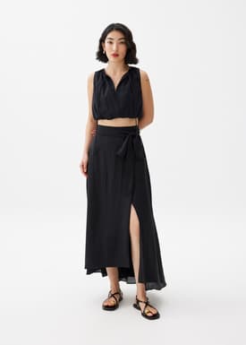 Tie Flare Maxi Skirt
