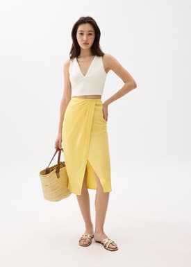 Upcycled High Waist Pencil Midi Skirt