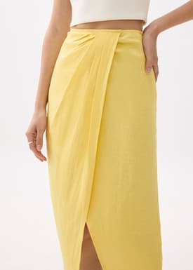 Upcycled High Waist Pencil Midi Skirt