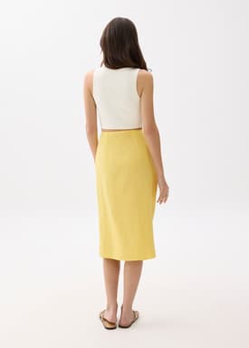 Upcycled High Waist Pencil Midi Skirt