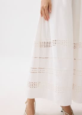 Elastic Broderie Fit & Flare Midaxi Skirt