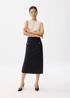 Cotton Pencil Midaxi Skirt