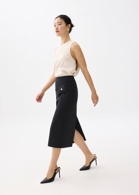 Cotton Pencil Midaxi Skirt