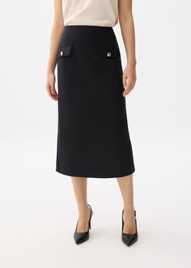 Cotton Pencil Midaxi Skirt