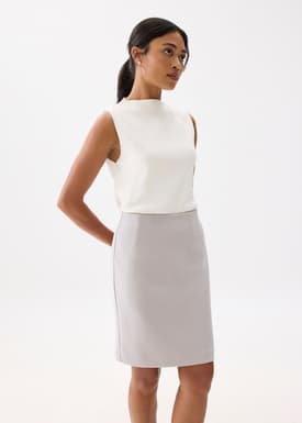 High Waist Column Mini Skirt