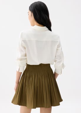 Elastic High Waist A-line Pleated Mini Skirt