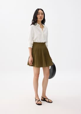 Elastic High Waist A-line Pleated Mini Skirt