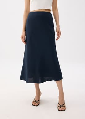 Textured High Waist Bias Cut Skirt