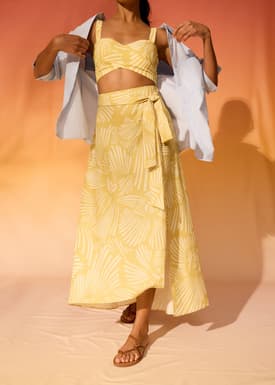 High Waist A-line Wrap Skirt in Kekana