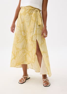 High Waist A-line Wrap Skirt in Kekana