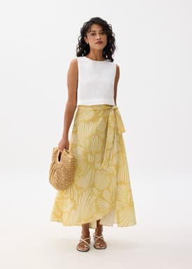 High Waist A-line Wrap Skirt in Kekana