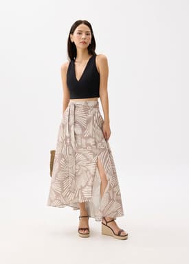 High Waist A-line Wrap Skirt in Kekana