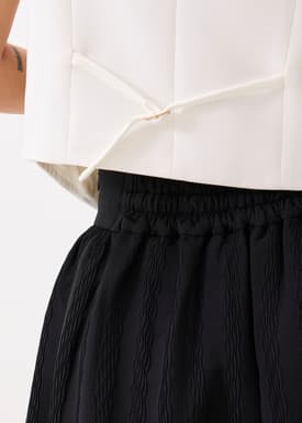 Elastic High Waist Crinkled Flare Maxi Skirt