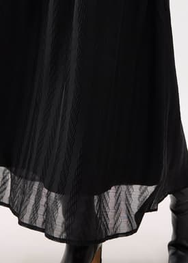 Elastic High Waist Crinkled Flare Maxi Skirt