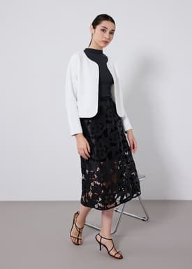 Vegan Leather Lace A-line Midaxi Skirt